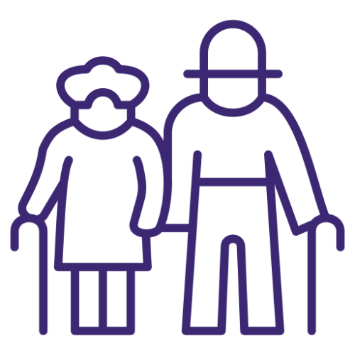 Ikona pary seniorów z laskami – wsparcie i codzienna opieka domowa